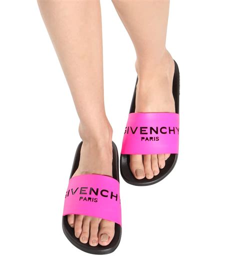 givenchy logo leather slide sandal pink black|Givenchy marshmallow sandals.